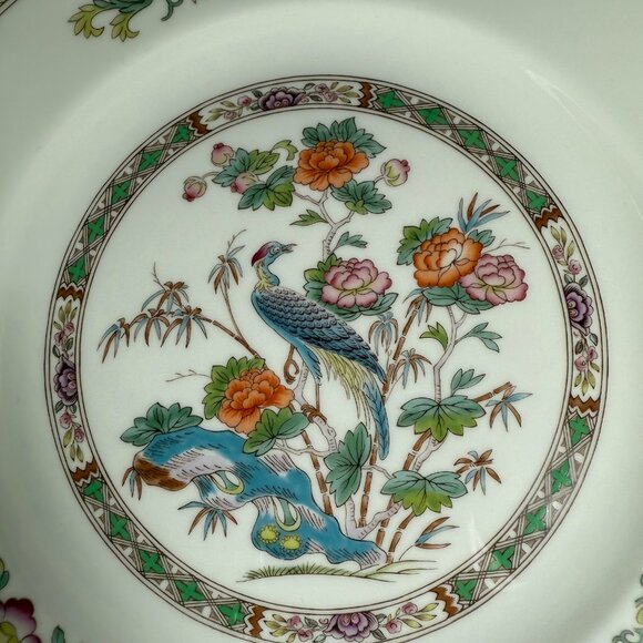 WEDGWOOD “Kutani Crane” Dinner Plate – Bone China, Multicolor Floral, Brown Trim - Picture 2 of 9